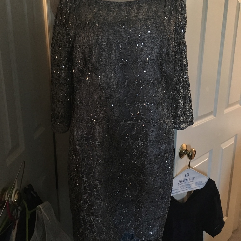 Kay Unger sheath dress with lace/sequin overlay